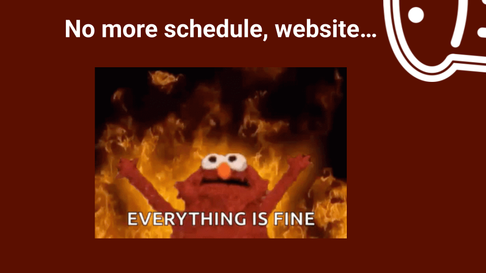 everything is fine illustration in front of a wall of flames